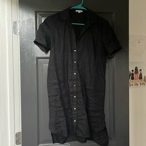 Black James Perse 100% Linen Button Down Dress